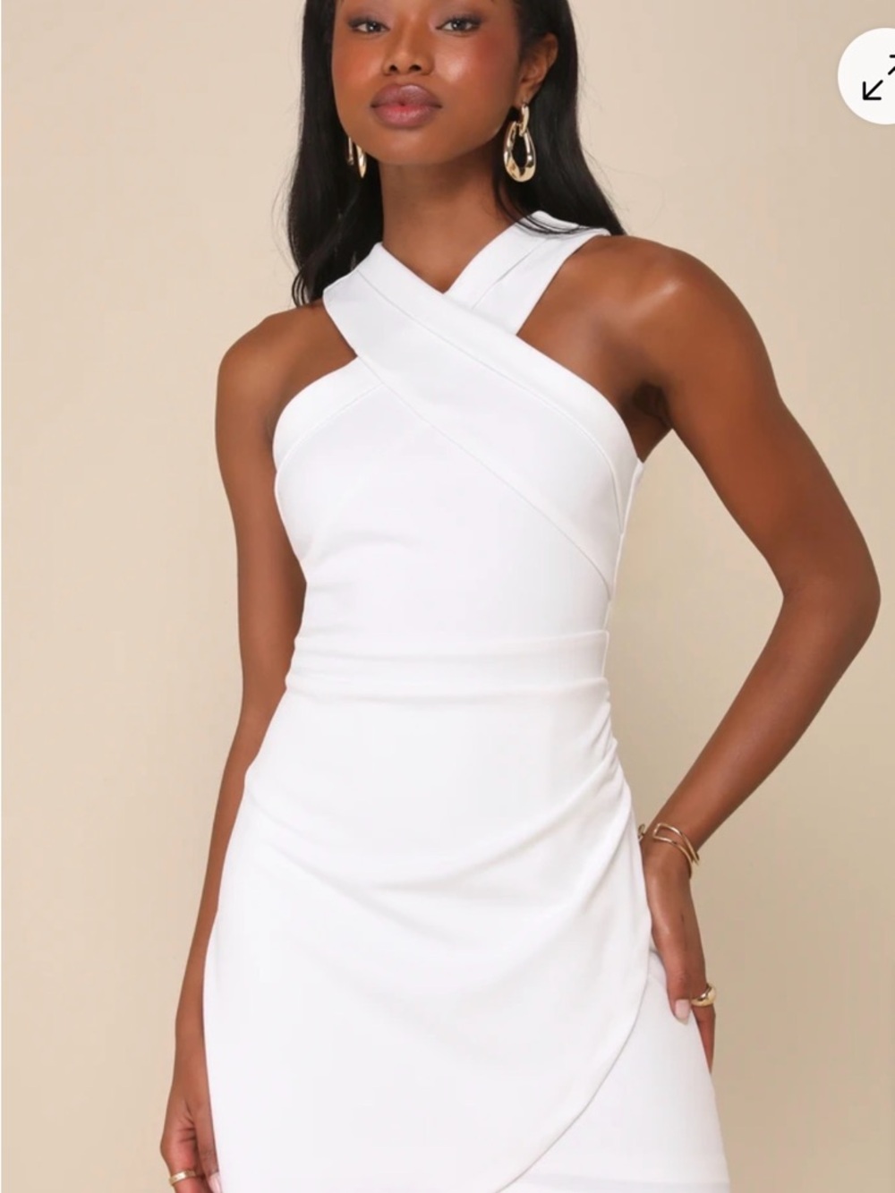 Lulu's White Crisscross Neck Mini Dress